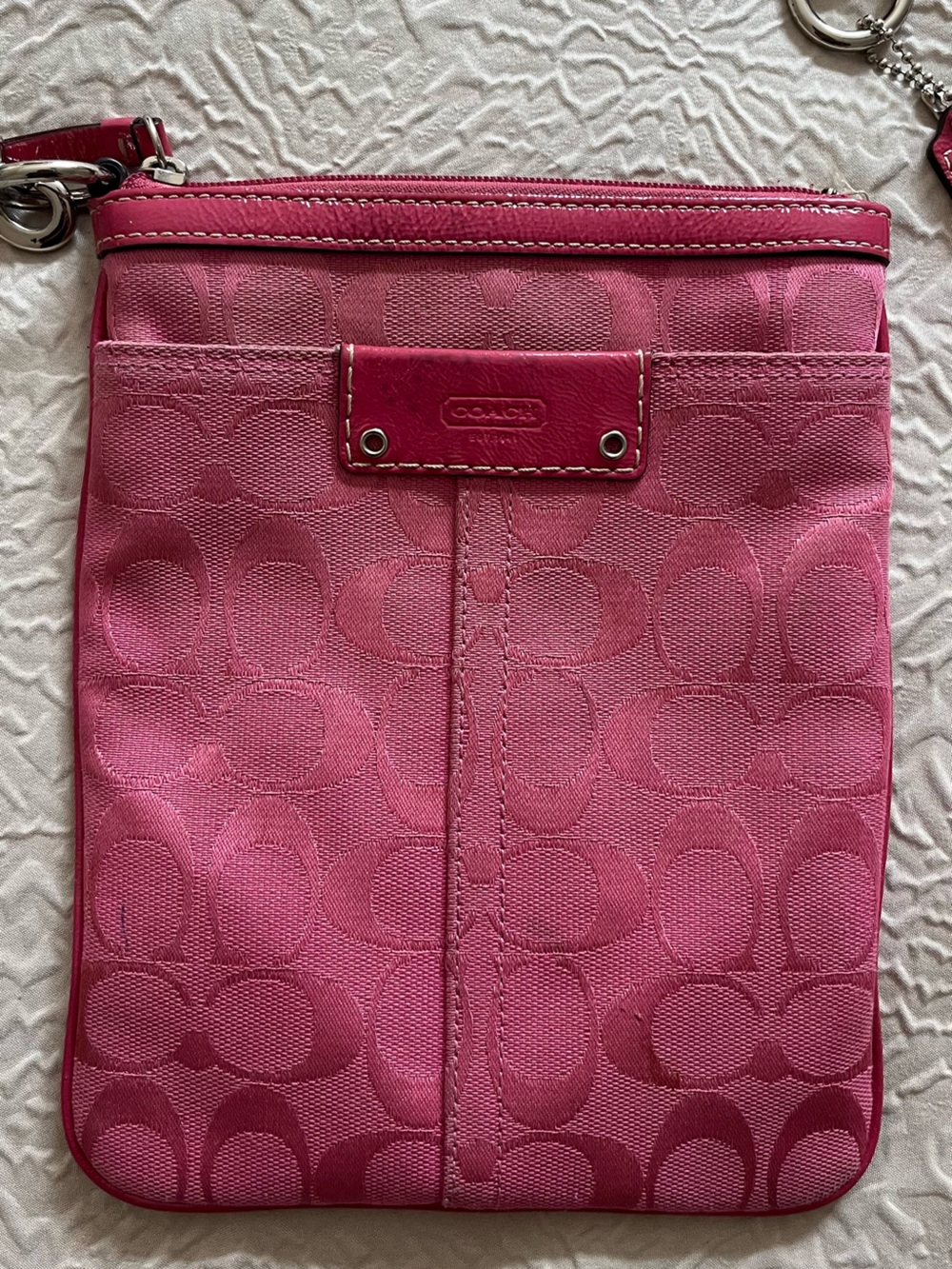 Coach Hot Pink Signature Canvas Shoulder Tote